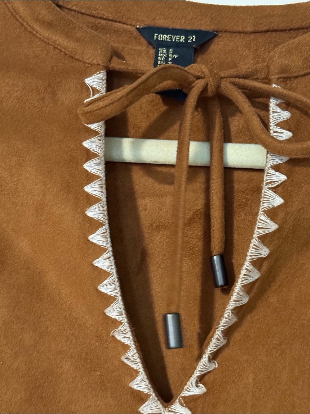 Forever 21 Fringed Suede-Look Tunic in Rich Cognac size S #westernstyle - Picture 2 of 3